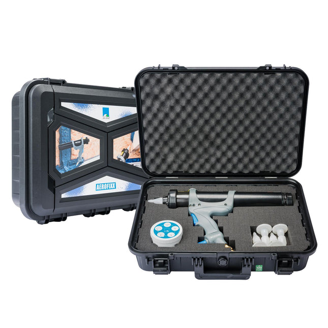 Pro Clima AEROBOXX professzionális szórópisztoly AEROSANA VISCONN folyékony fóliához: légzáró tömítőrendszer és speciális szerszám bonyolult épületszerkezeti csatlakozások gyors, fújható légzárásához.