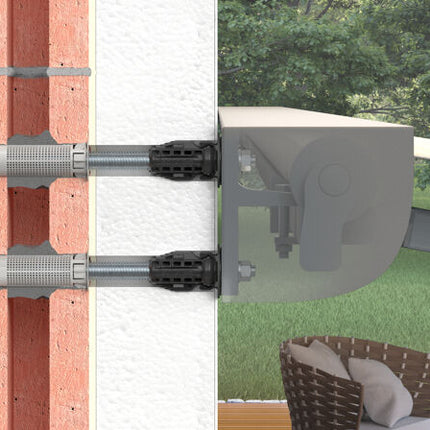 Fischer TherMax II – napellenző rögzítése szigetelt homlokzaton, gyártói alkalmazási ábra